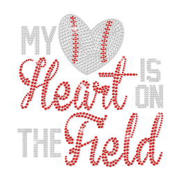 My Heart Is on the Field Heat Press Rhinestone Transfer